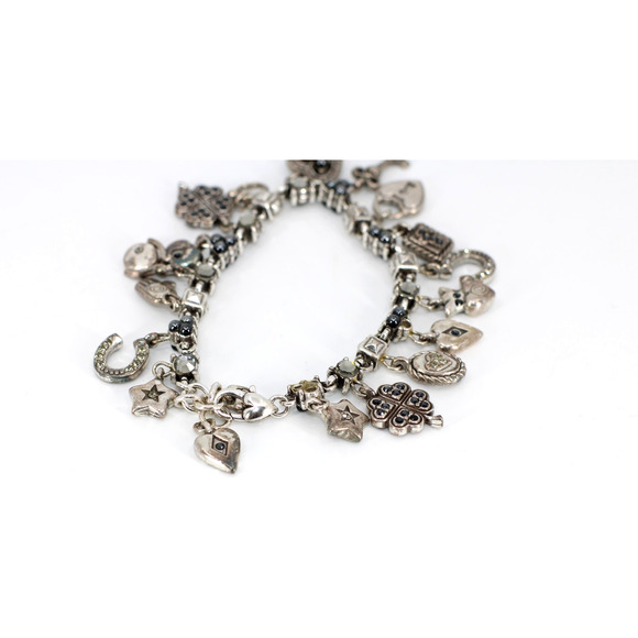 A5 Auth BRIGHTON Survivor Silver Statement Chunky Chain Love Heal Charm Bracelet - Picture 4 of 6